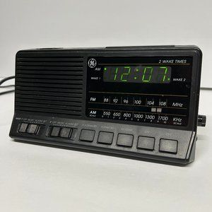 GE Clock Radio AM/FM Alarm Clock 2 Wake Times Model 7-4648A